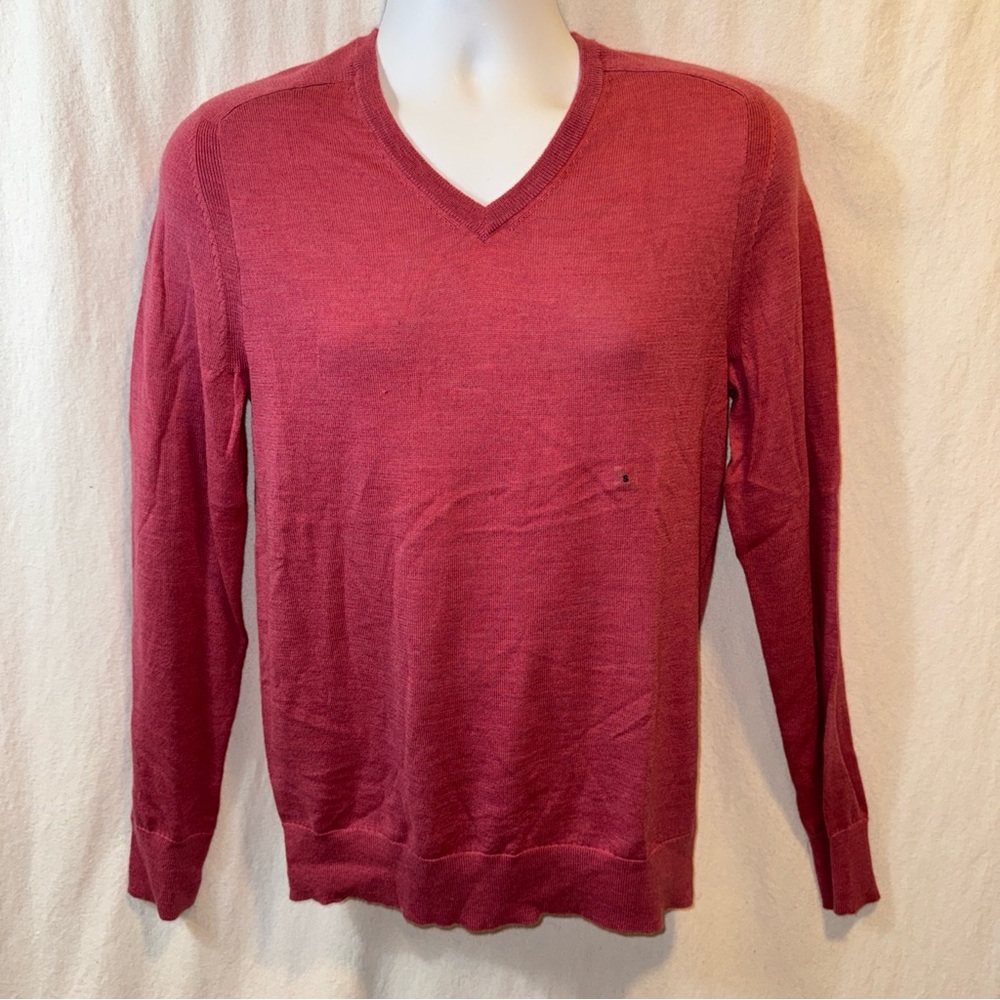 Brand New Men’s Express Merino Wool Blend Pink V-neck Sweater Size Small